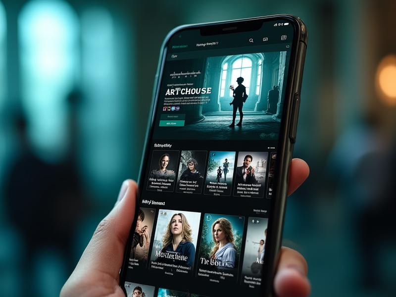 Main browsing screen of the digital cinema app